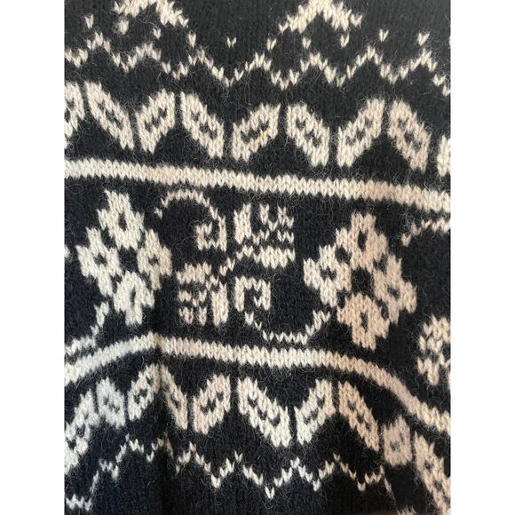 Express Tricot 100% wool vintage sweater black fairisle oversized y2k Size Med - Picture 3 of 7